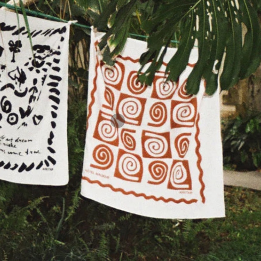 ArkiTaip x Hotel Magique Swirl Scarf – Sustainable Linen – Terracotta Print - Picture 4 of 12